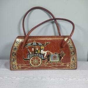Vintage And Rare Elegant Brown Handbag with Artistic Design